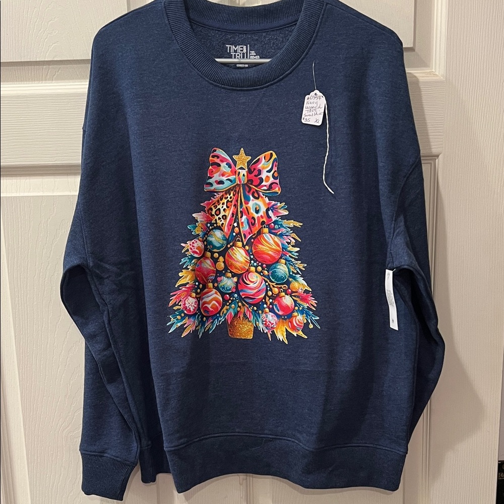 Christmas Leopard Tree Time and True Sweat shirt New w/tags
